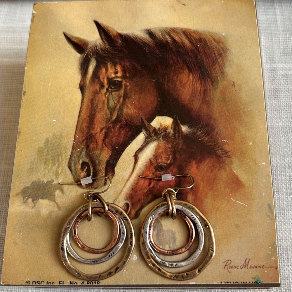 Mixed Metals Triple Hoop Earrings